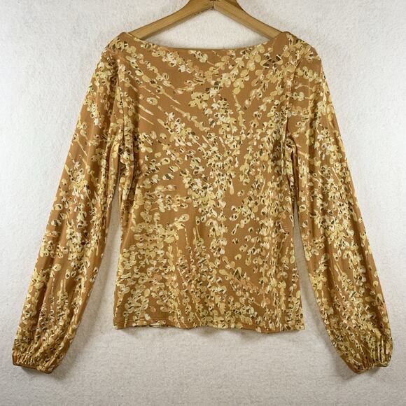 Womens Y2K Sheer Mesh Babydoll Top Sz M Earthy Balloon Long Sleeve Cottage - Picture 7 of 16